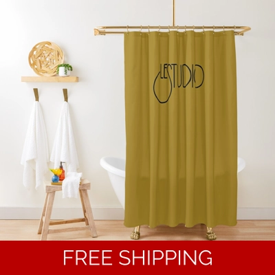 Le Studio Shower Curtain Gold Black Logo